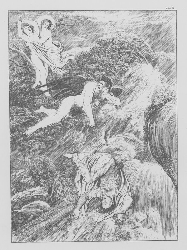 Dantes Guddommelige Komedie, Purgatorio (Skærsilden), planche X (litografi) af Bernhard Schuler