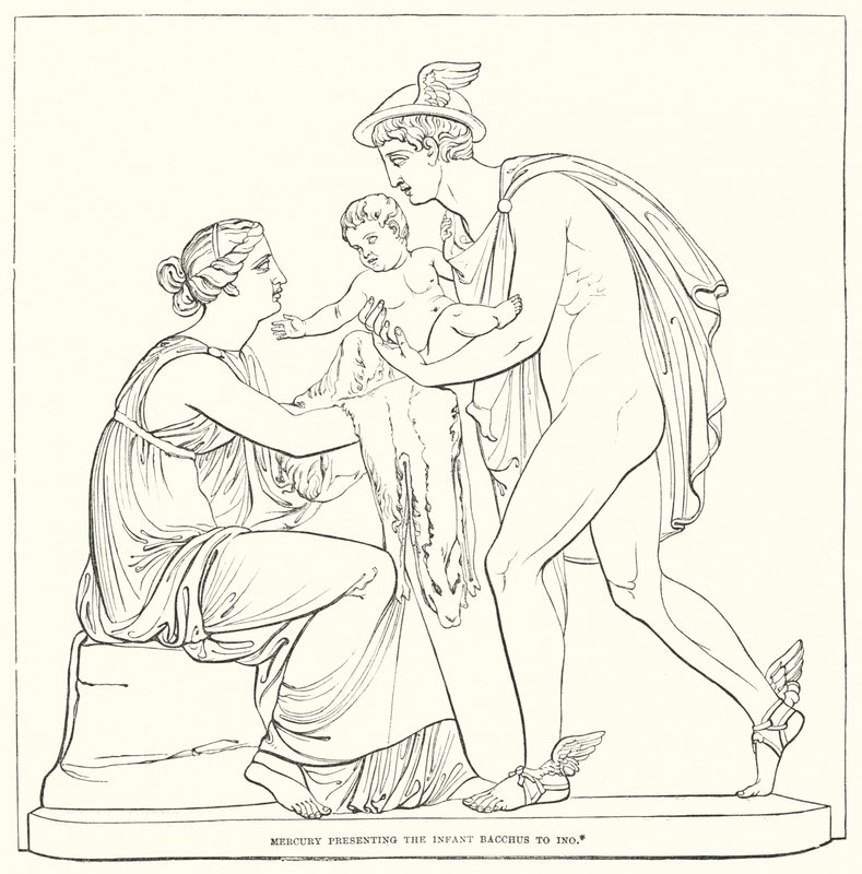 Mercury præsenterer spædbarnet Bacchus for Ino af Bertel after Thorvaldsen