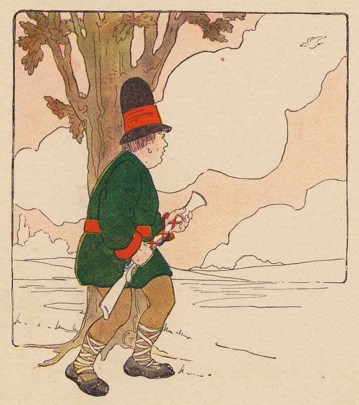 Børnerim: En lille mand (farvelitografi) af Blanche Fisher Wright