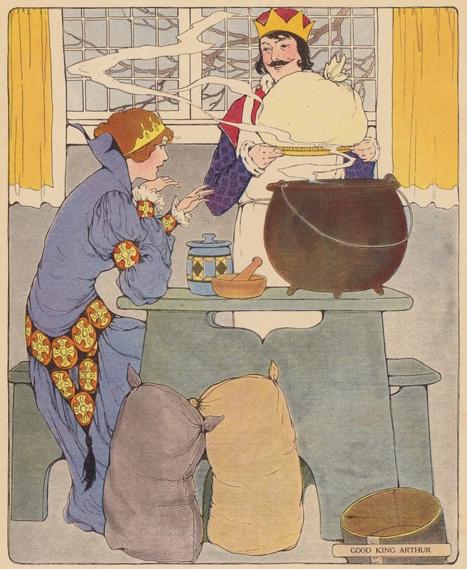 Børnerim: Den gode kong Arthur (farvelitografi) af Blanche Fisher Wright