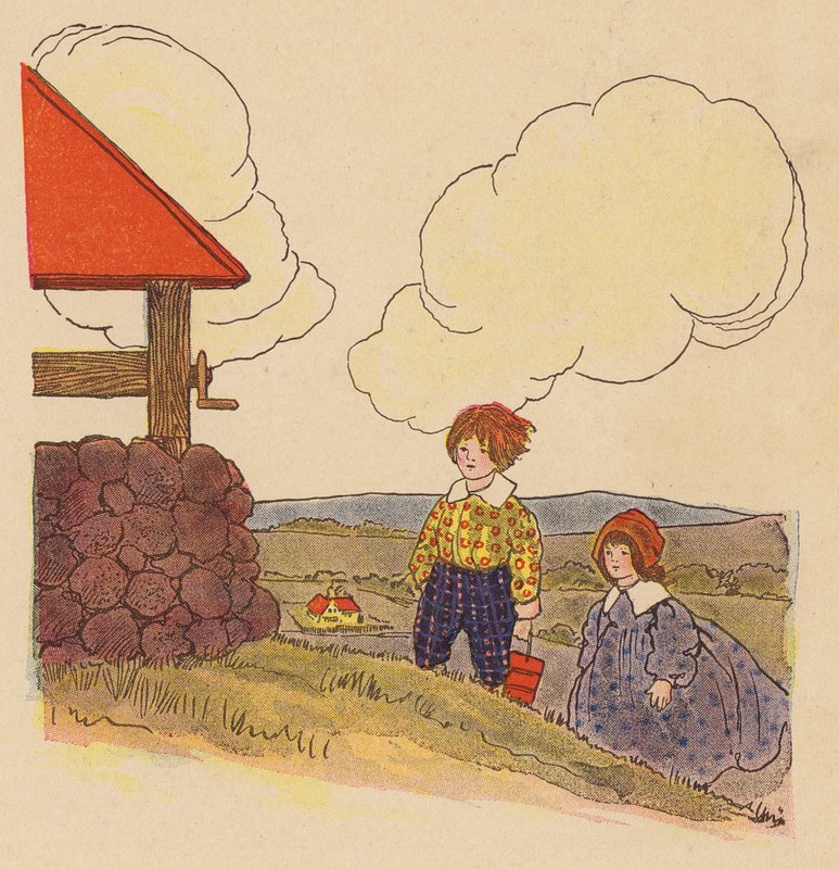 Børnerim: Jack og Jill (farvelitografi) af Blanche Fisher Wright