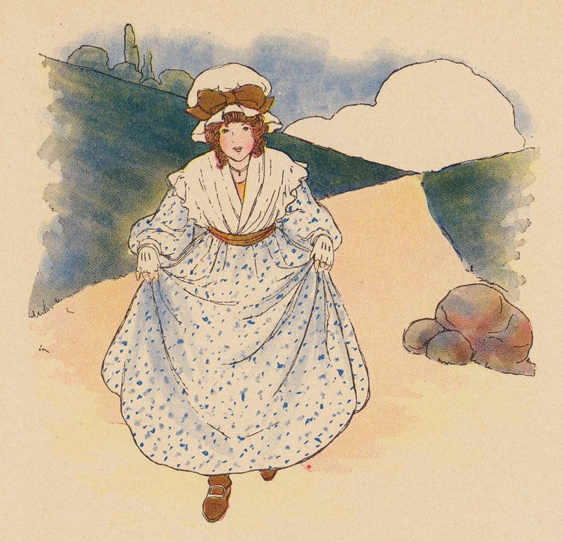 Børnerim: Lille Polly Flinders (farvelitografi) af Blanche Fisher Wright
