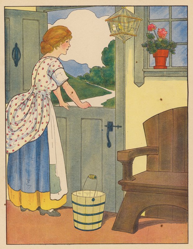 Børnerim: Flokken af blå bånd (farvelitografi) af Blanche Fisher Wright