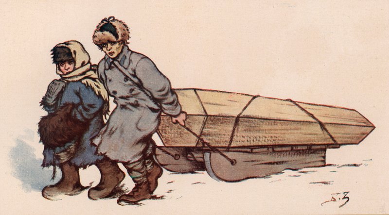 En begravelse i Sovjetrusland (farve litho) af Boris Vasilievich Zvorykin