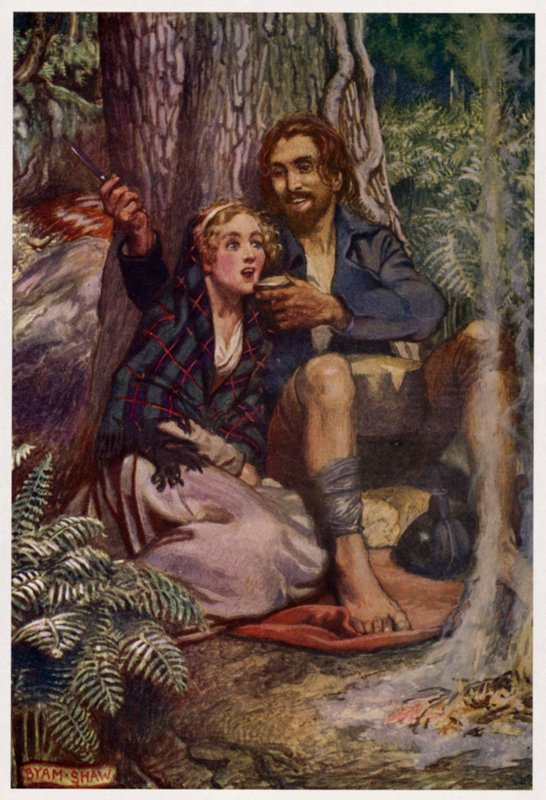 "Til lunt i en dal, hvor nane kunne se" (farve litho) af Byam (after) Shaw