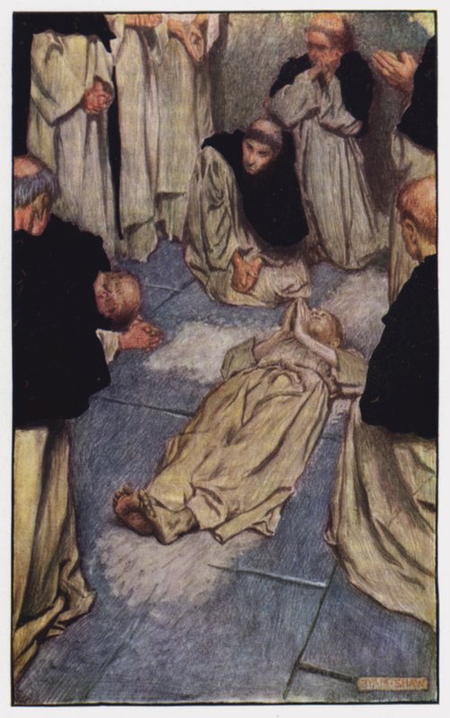 Illustration til The Cloister and The Hearth af Charles Reade (farve litho) af Byam (after) Shaw