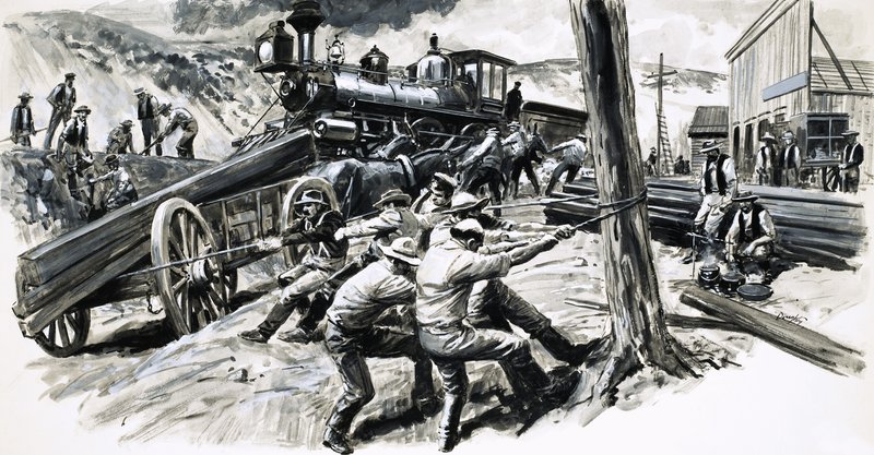 En jernbane kørte gennem staten Washington i 1873 af C.L. Doughty