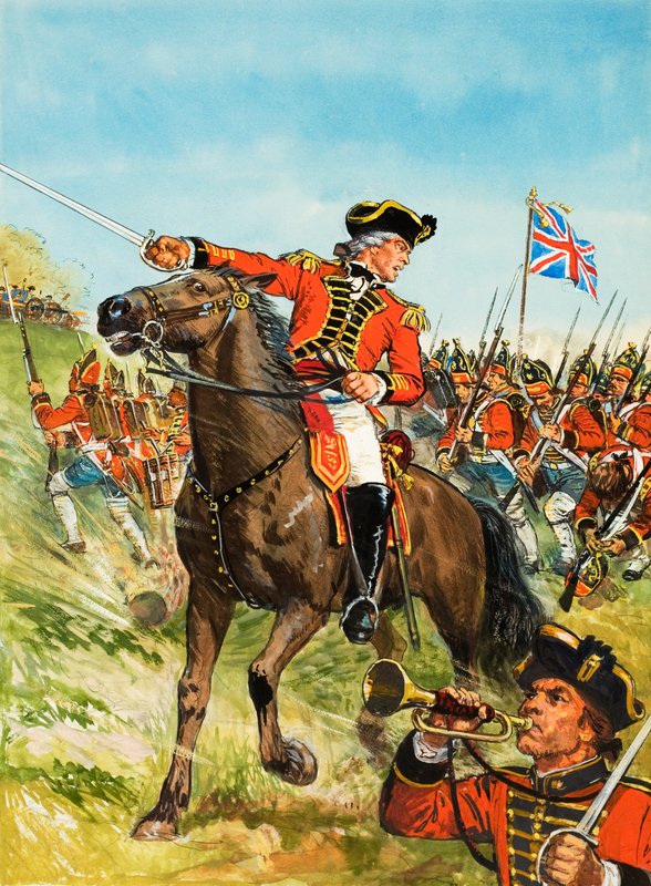 Den amerikanske uafhængighedskrig (gouache på papir) af C.L. Doughty