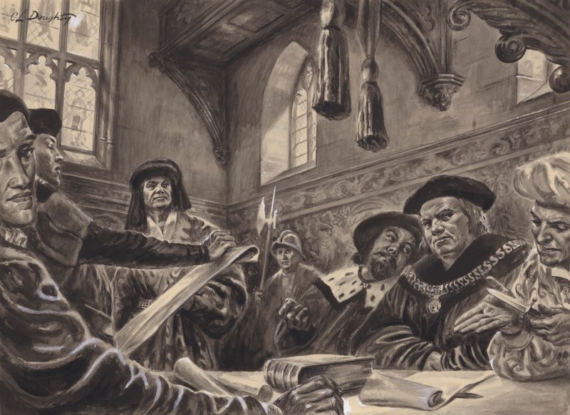 Stjernekammerets domstol (gouache på papir) af C.L. Doughty