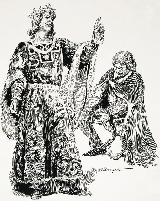 Edward den Tredje greb Roger Mortimer og bragte ham til London i lænker af C.L. Doughty