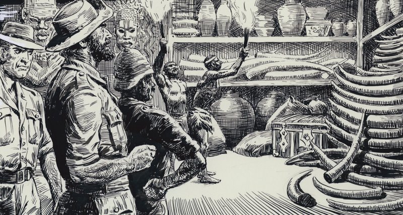Illustration til King Solomons Mines (gouache på papir) af C.L. Doughty