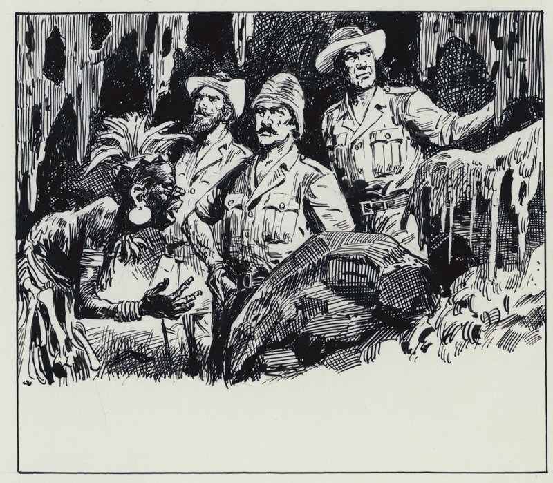 Illustration til King Solomons Mines (gouache på papir) af C.L. Doughty