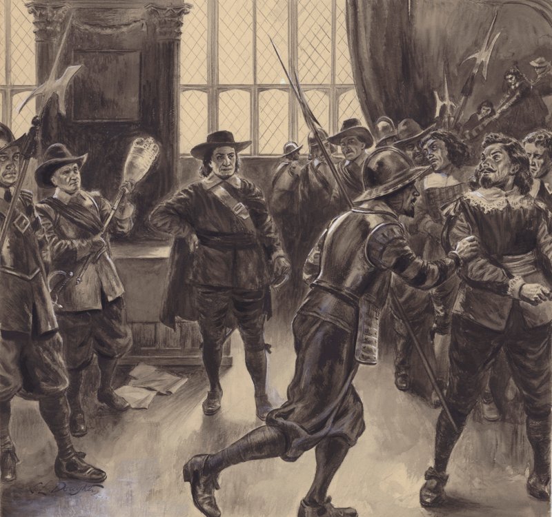 Oliver Cromwell udviser de resterende medlemmer af Underhuset af C.L. Doughty