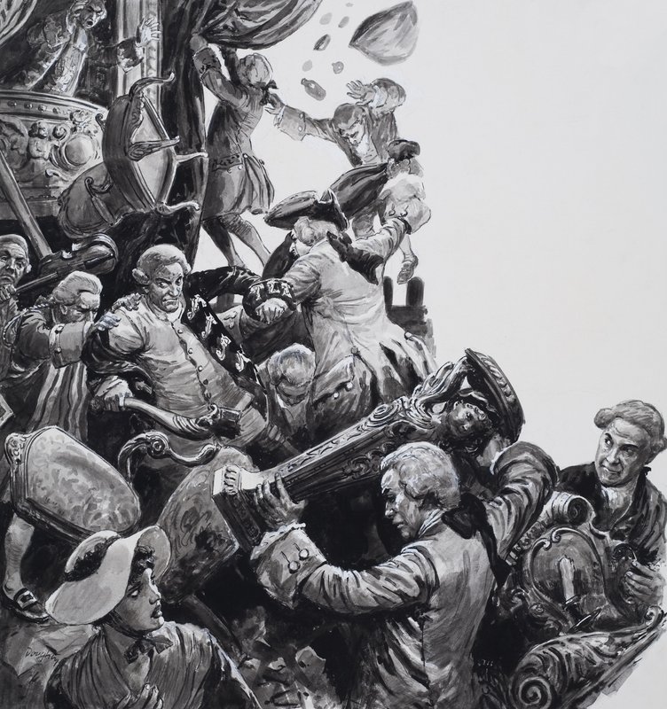 The Hoax på New Theatre, Haymarket (gouache på papir) af C.L. Doughty