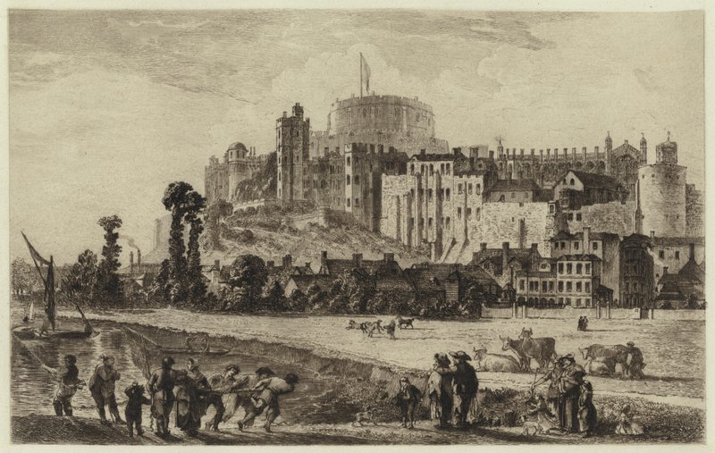 Windsor Castle i det attende århundrede (gravering) af C.O. Murray
