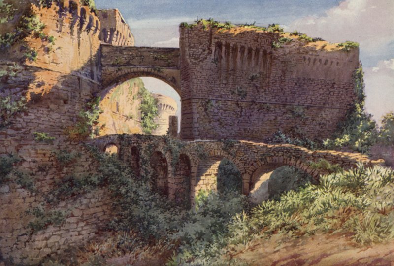 Castel Castruccio Castracani, Sarzana (farve litho) af C.T.G. Formili