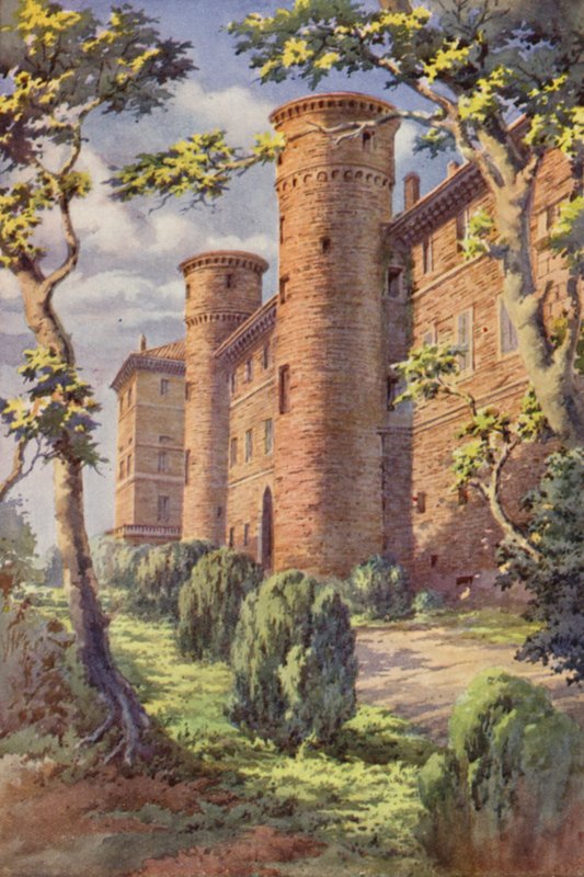 Det kongelige slot, Moncalieri (farve litho) af C.T.G. Formili