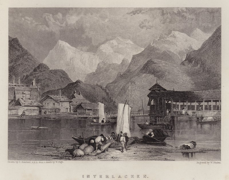 Interlachen (farve litho) af C. (after) Stanfield