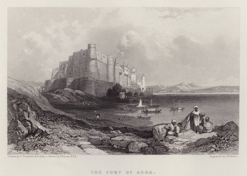 Fortet i Agra (farve litho) af C. (after) Stanfield