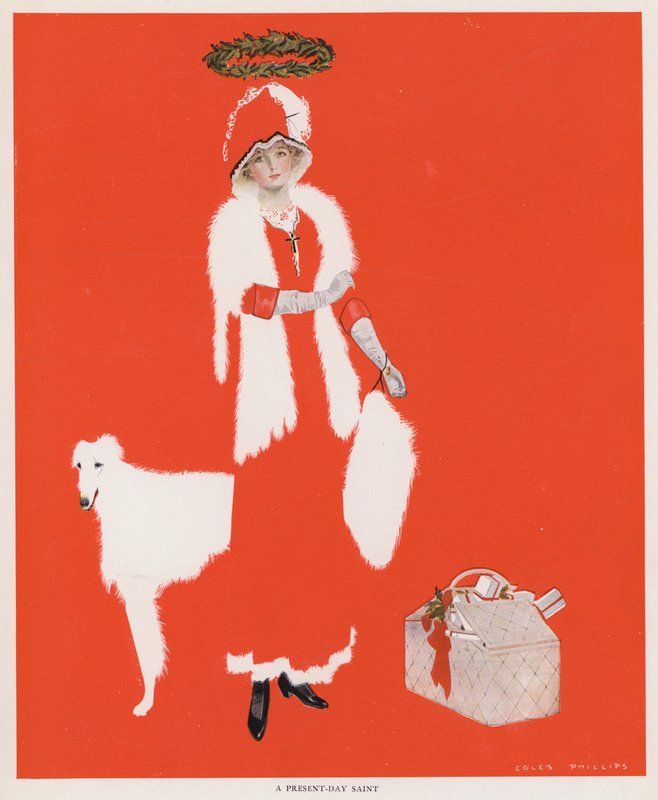 Coles Phillips Girl, A Present-Day Saint (farve litho) af C. Coles Phillips