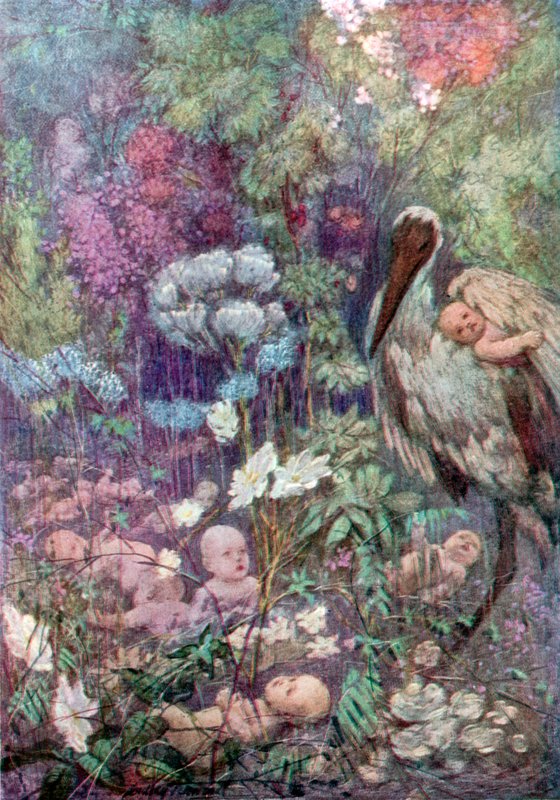 Babyland (farve litho) af C. Dudley (after) Tennant