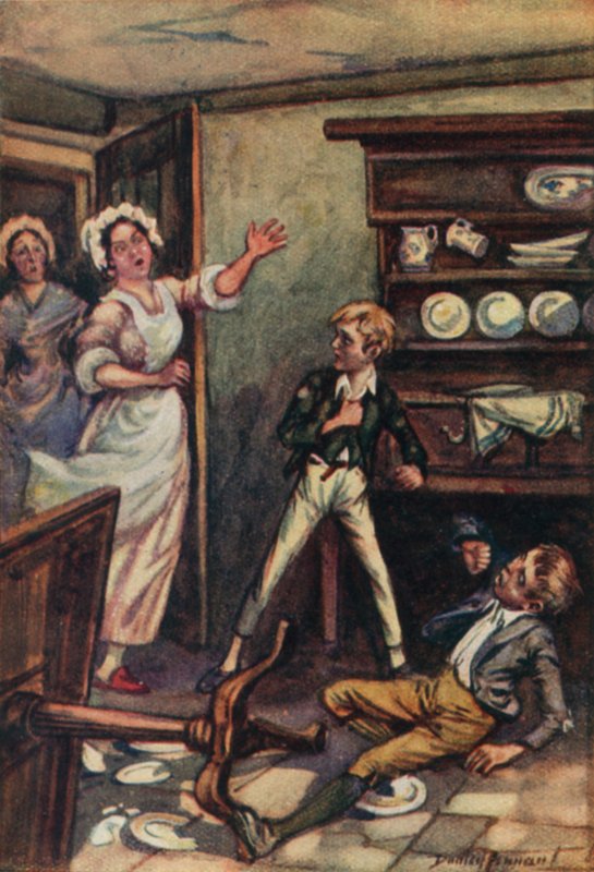 Illustration til Oliver Twist af Charles Dickens (farve litho) af C. Dudley (after) Tennant