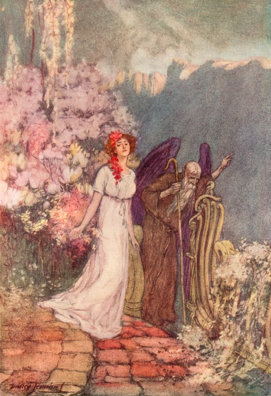 The Lost Garden (farve litho) af C. Dudley (after) Tennant