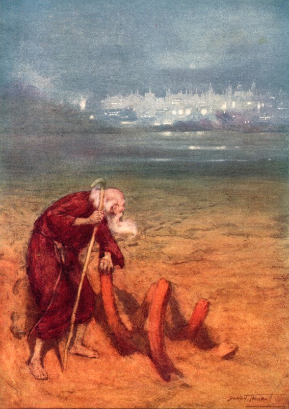 Det tabte land (farve litho) af C. Dudley (after) Tennant