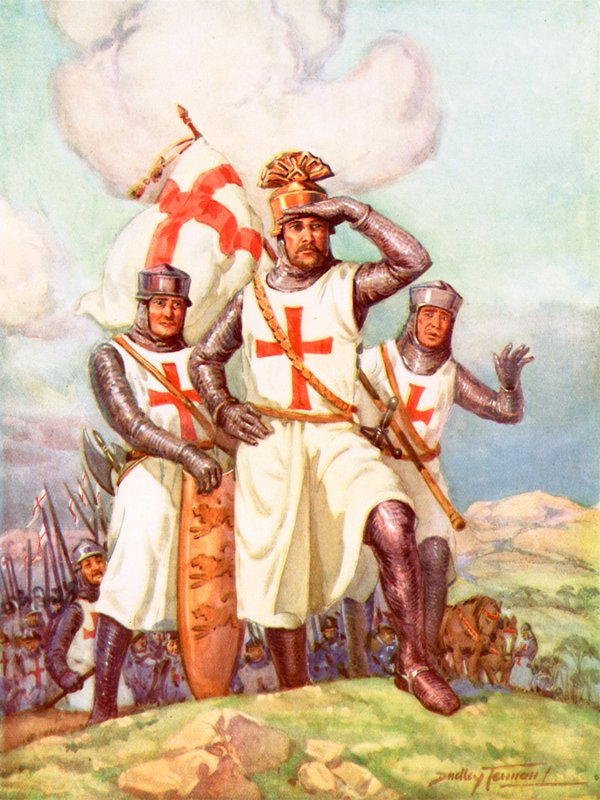 Løvehjertekongen i det hellige land (farve litho) af C. Dudley Tennant
