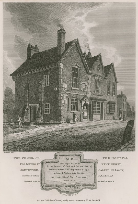 Kapellet på Hospitalet for Spedalske i Kent Street, Southwark, kaldet Le Lock af C. John Mayle Whichelo