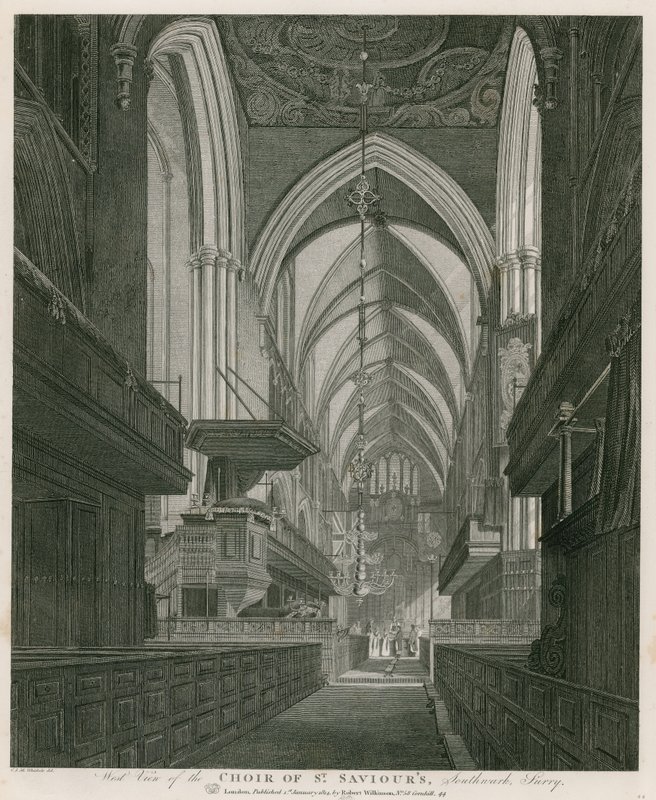 Vestlig udsigt over Choir of St Saviour