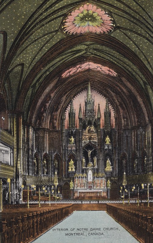 Interiør af Notre Dame-kirken, Montreal, Canada (foto) af Canadian Photographer