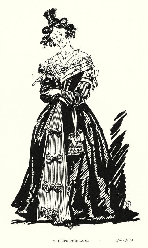 Dickens karakter: The Spinster Aunt (litho) af Captain Edward Henry Handley Read