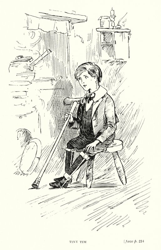 Dickens karakter: Tiny Tim (litho) af Captain Edward Henry Handley Read