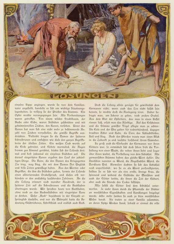 Læsning af runerne (farve litho) af Carl Emil Doepler