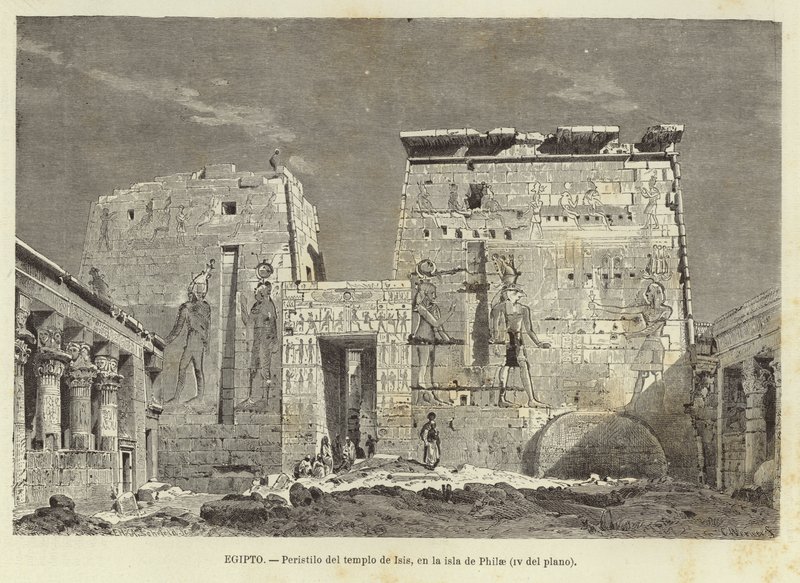 Egypten - Colonnade af Isis-templet på øen Philae af Carl Friedrich Heinrich Werner