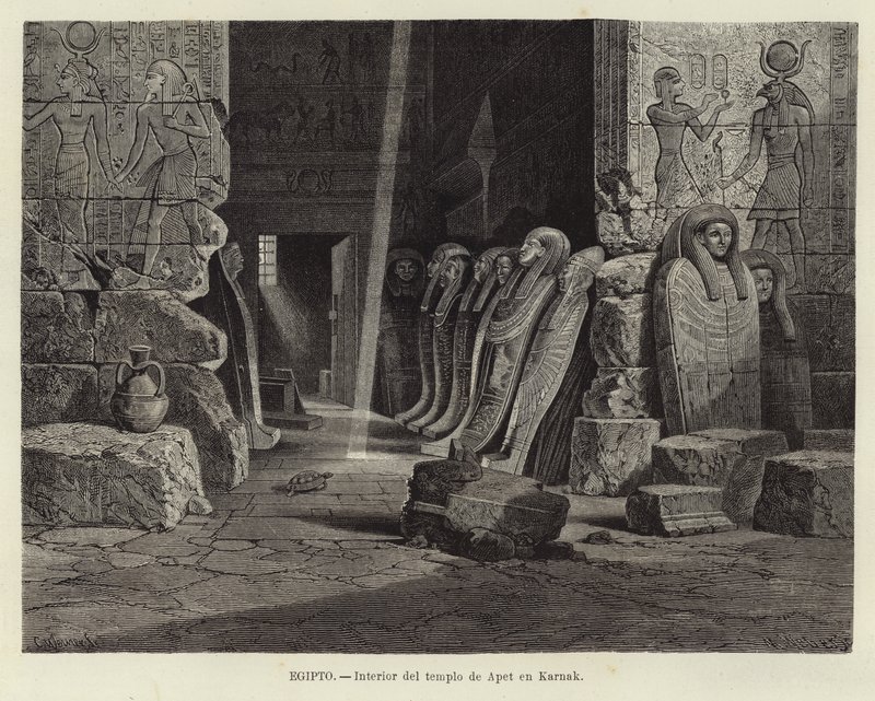 Egypten - Interiør af Opets tempel i Karnak af Carl Friedrich Heinrich Werner