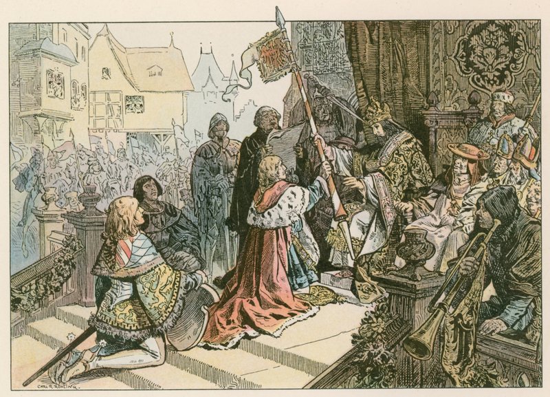 Frederik I (1371-1440) med Sigismund i Konstanz, der blev belønnet med Kurmark i 1417 af Carl Rohling