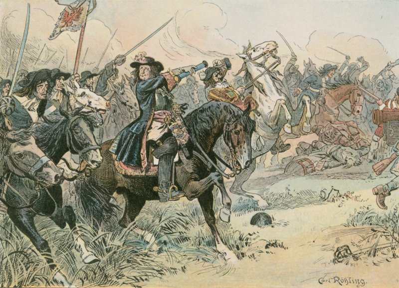 Frederick William, den store kurfyrste (1620 -1688), ved slaget ved Ferhbellin i 1675 af Carl Rohling