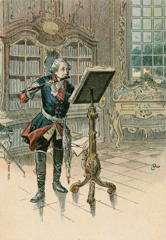 Frederik den Store (1712-1786) spiller på fløjte af Carl Rohling