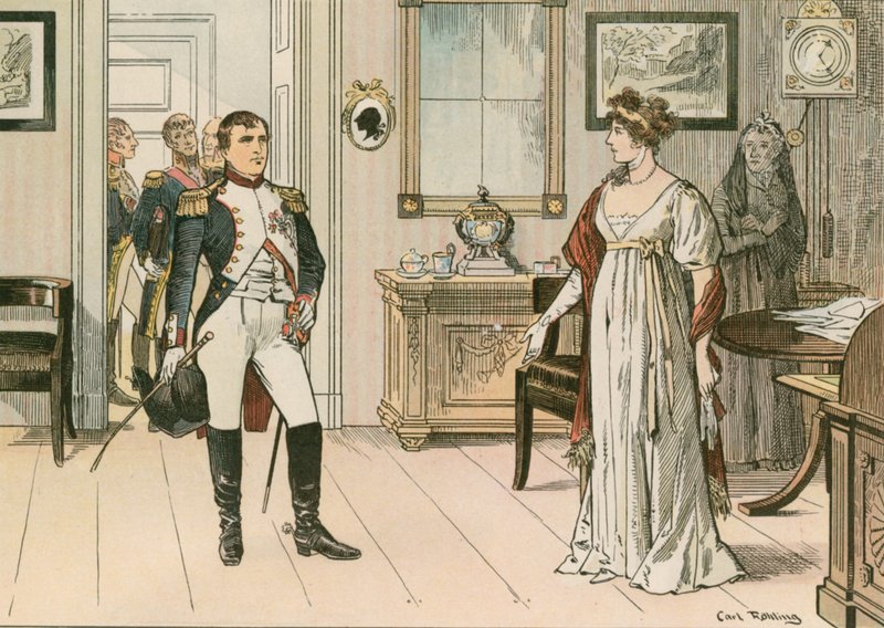 Dronning Louise af Preussen (1776-1810) og Napoleon I (1769-1821) i Tilsit i 1807 under underskrivelsen af den anden Tilsit-traktat af Carl Rohling