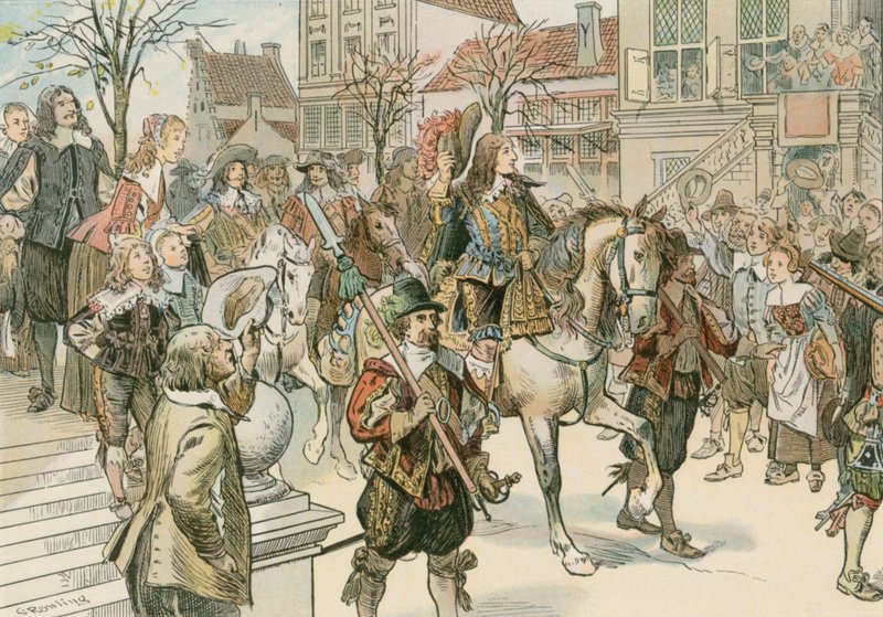 Den store kurfyrsts (1620-1688) ankomst til Haag for hans ægteskab med Louise Henriette af Orange (1627-1667) i 1646 af Carl Rohling