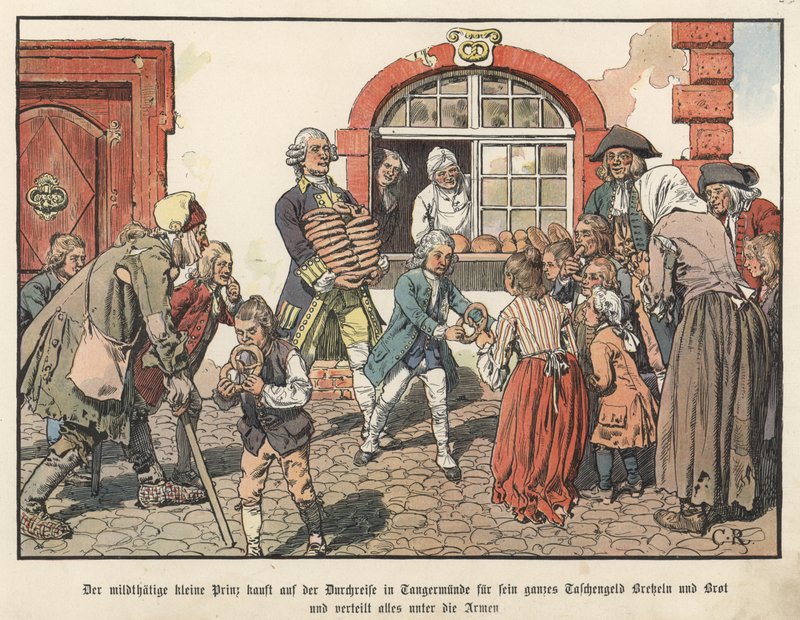 Kronprins Frederik af Preussen giver brød til de fattige af Carl Röchling