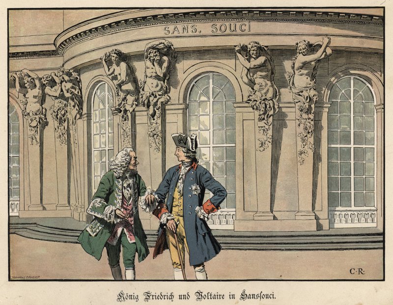 Frederik den Store og Voltaire i Sanssouci af Carl Röchling