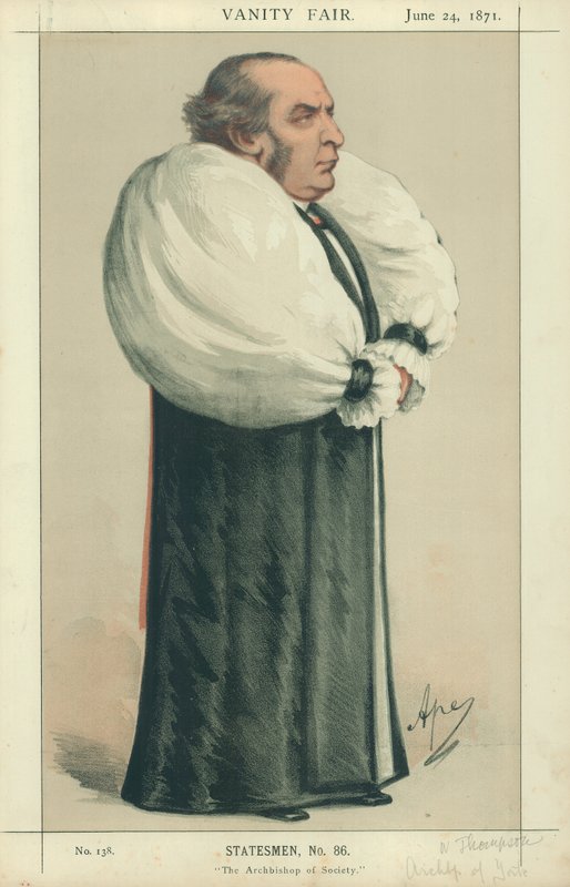 Dr. Thomson, Ærkebiskoppen af York, Ærkebiskop af Samfundet, 24. juni 1871, Vanity Fair tegneserie af Carlo Pellegrini