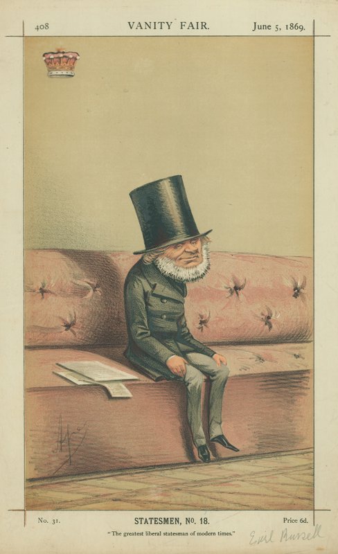 Earl of Russell, De største liberale statsmænd i moderne tid, 5. juni 1869, Vanity Fair tegneserie af Carlo Pellegrini