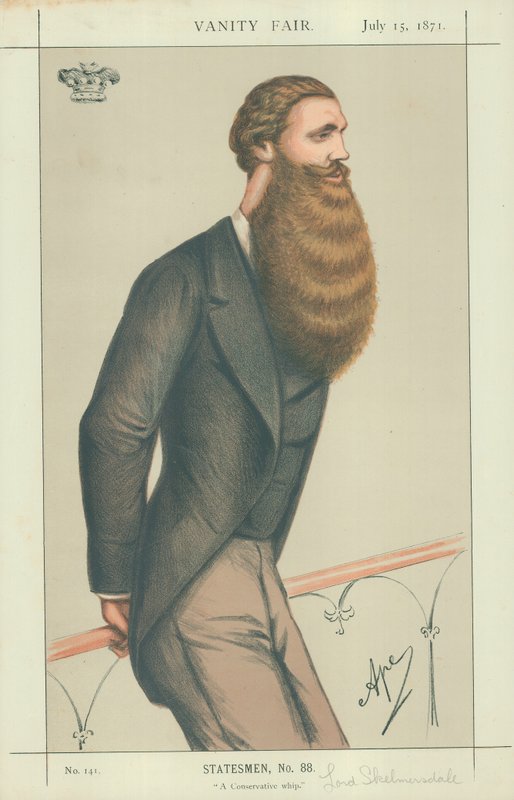 Lord Skelmersdale, en konservativ pisker, 15. juli 1871, Vanity Fair-tegneserie af Carlo Pellegrini