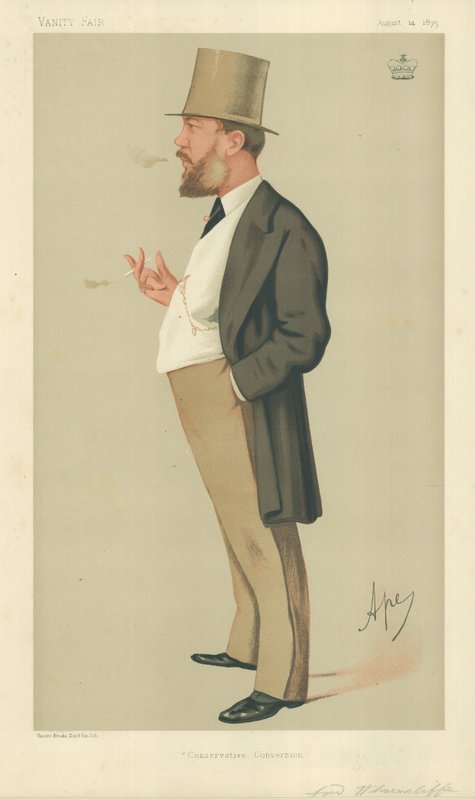 Lord Wharncliffe, Conservative Conversion, 14. august 1875, Vanity Fair tegneserie af Carlo Pellegrini