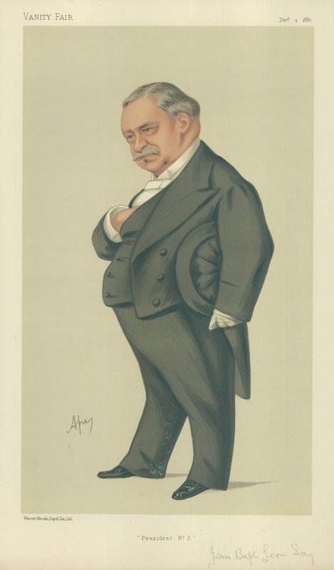 M Jean Baptiste Leon Say, præsident nr. 3, 4. december 1880, tegneserie af Vanity Fair af Carlo Pellegrini
