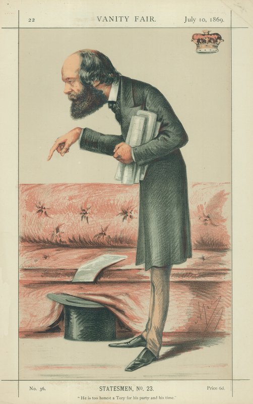 Marquis of Salisbury, Han er for ærlig en Tory til sit parti og sin tid, 10. juli 1869, Vanity Fair tegneserie af Carlo Pellegrini